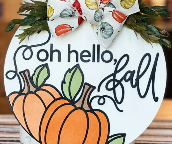 Adult DIY Art Kit - Hello Fall Fox - 3D Round Door Hanger, 16