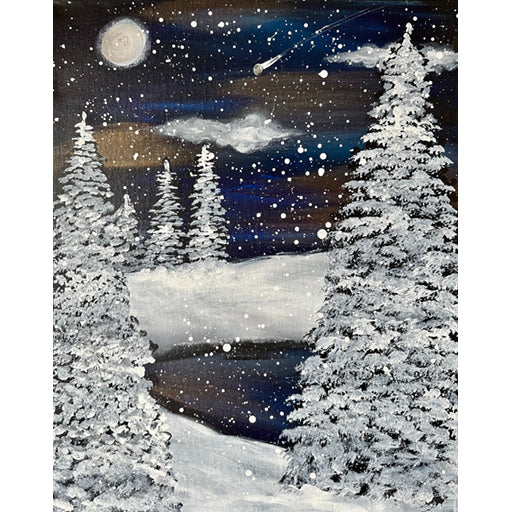 Snowy Cabin in the Woods Canvas Paint Kit