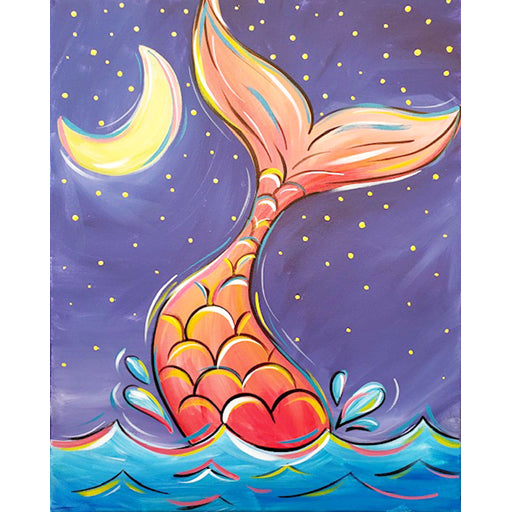  Paint Your Own Pre-Drawn Canvas Kit for Kids, Mermaid