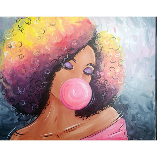 Bubble Gum 1 Pre Drawn Canvas for Painting, Sip and Paint Canvas